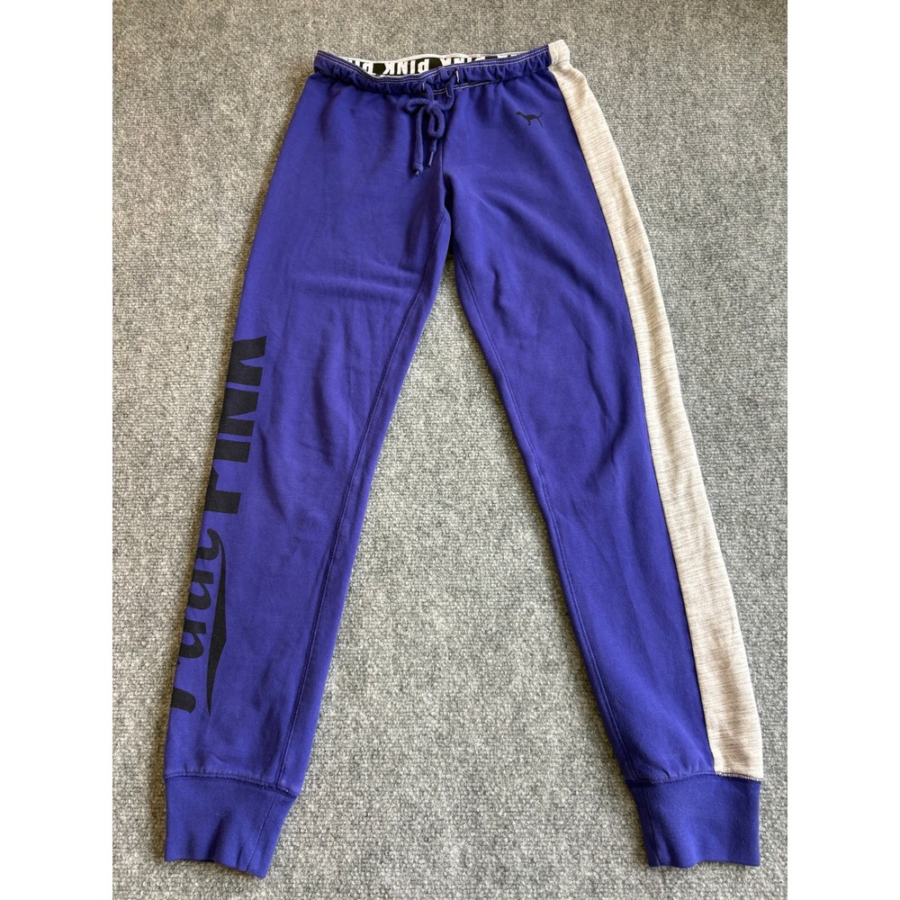 Victoria's Secret PINK Skinny Joggers Purple Gray Side Stripe Sweatpants XS